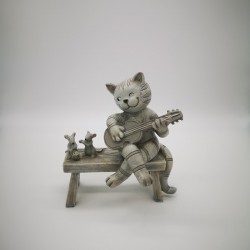Figurine chat sullivan sur banc maison faye