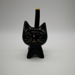Figurine chat noir et or queue droite de chez faye