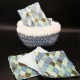 ensemble panière au crochet + pochette à savon + lingettes réutilisables